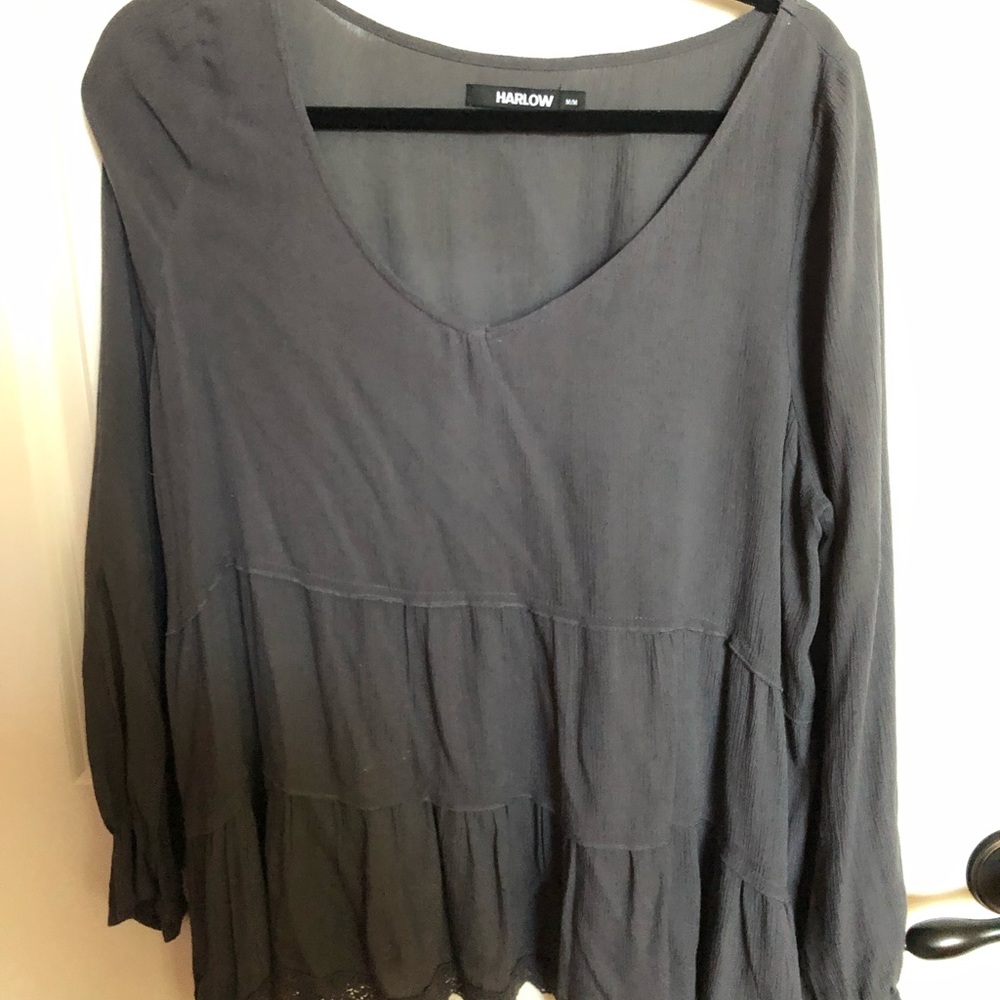 Charcoal grey long sleeve blouse